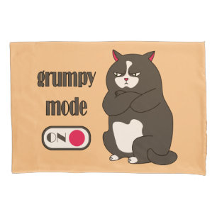 Grumpy mode on funny fat cat   pillowcase