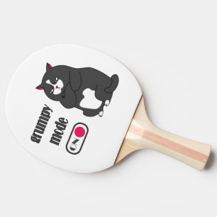 Grumpy mode on funny fat cat   ping pong paddle