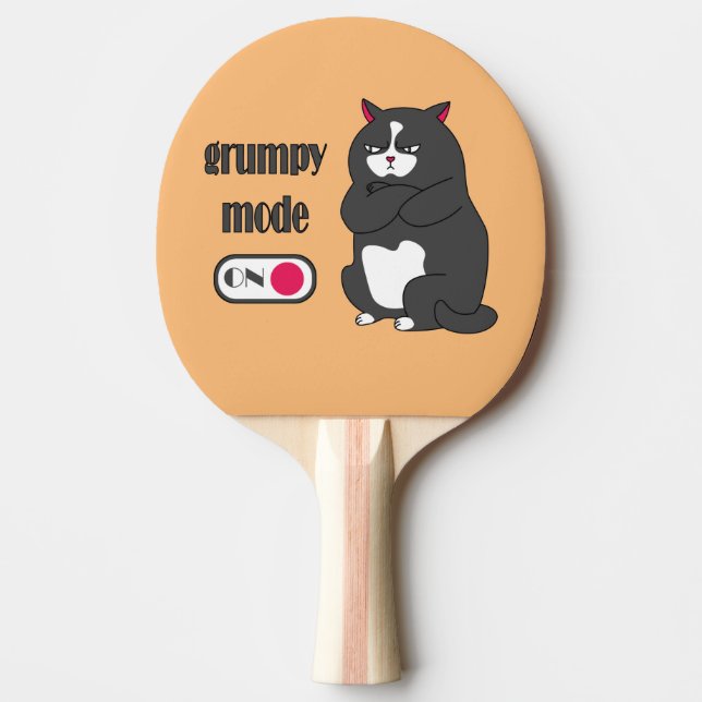 Grumpy mode on funny fat cat  ping pong paddle (Front)