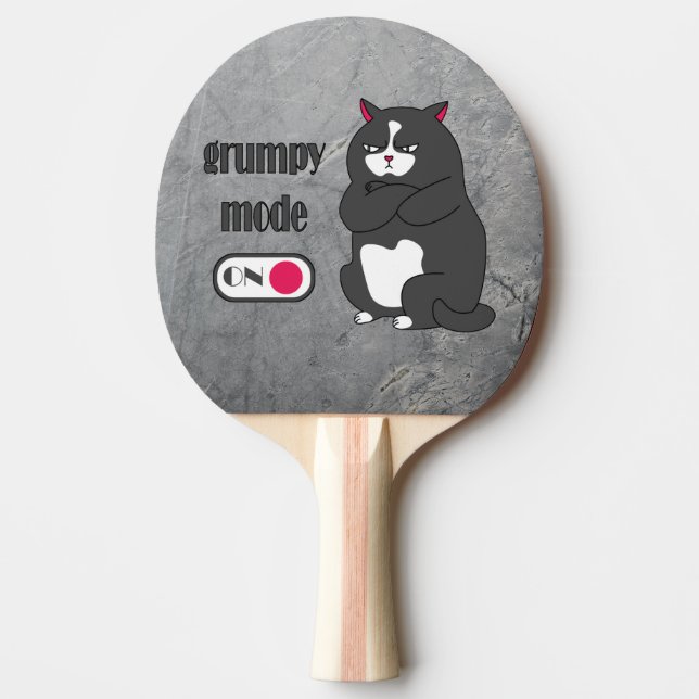 Grumpy mode on funny fat cat   ping pong paddle (Front)
