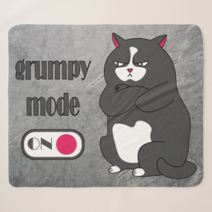 Grumpy mode on funny fat cat sherpa blanket