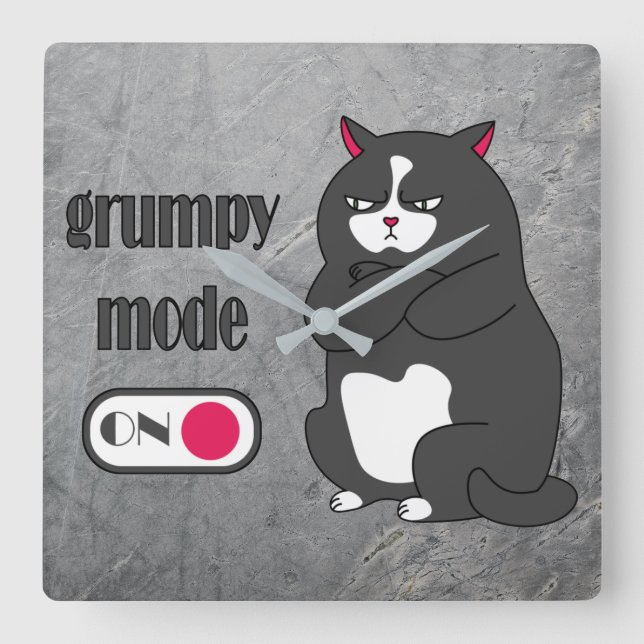 Grumpy mode on funny fat cat  square wall clock (Front)