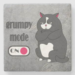 Grumpy mode on funny fat cat  stone coaster