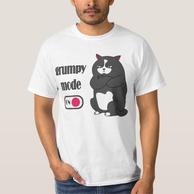 Grumpy mode on funny fat cat T-Shirt (Front)