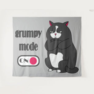 Grumpy mode on funny fat cat tapestry