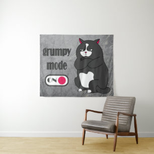 Grumpy mode on funny fat cat tapestry