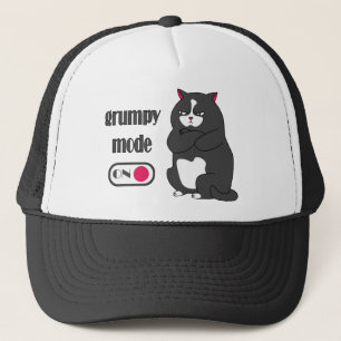 Grumpy mode on funny fat cat trucker hat