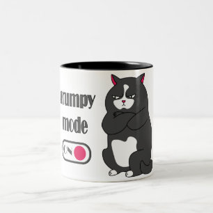 Grumpy mode on funny fat cat  Two-Tone coffee mug