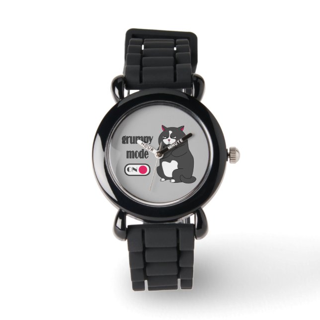 Grumpy mode on funny fat cat   watch (Front)