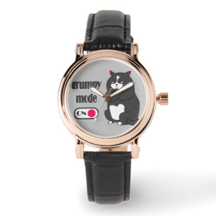 Grumpy mode on funny fat cat watch