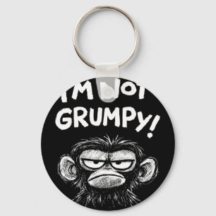 Grumpy monkey i'm not grumpy funny retro vintage G Key Ring