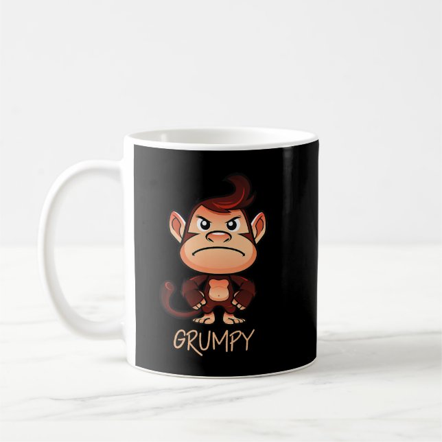 Grumpy Monkey Meme Aesthetic Bad Mood chimpanzee P Coffee Mug (Left)