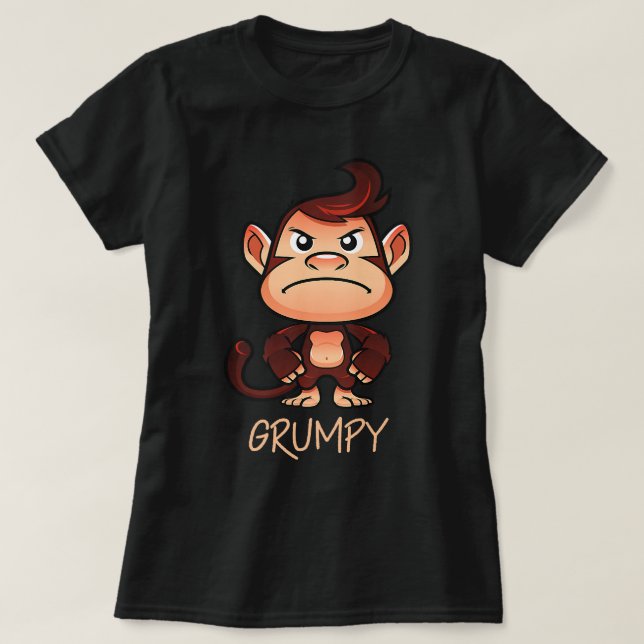 Grumpy Monkey Meme Aesthetic Bad Mood chimpanzee P T-Shirt (Design Front)