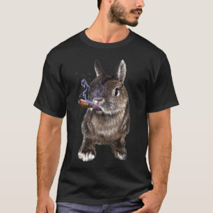 Grumpy Netherland Dwarf Rabbit With Cigar Bad Bunn T-Shirt
