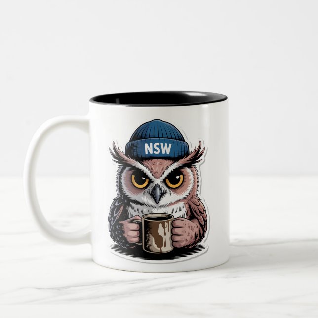 Grumpy Night Owl Two-Tone Coffee Mug (Left)