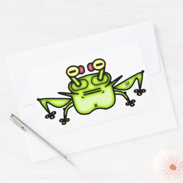 Grumpy odd frog toad v2 rectangular sticker (Envelope)