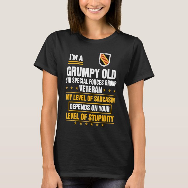 Grumpy Old 5th Special Forces Group Veteran Father T-Shirt (Front)