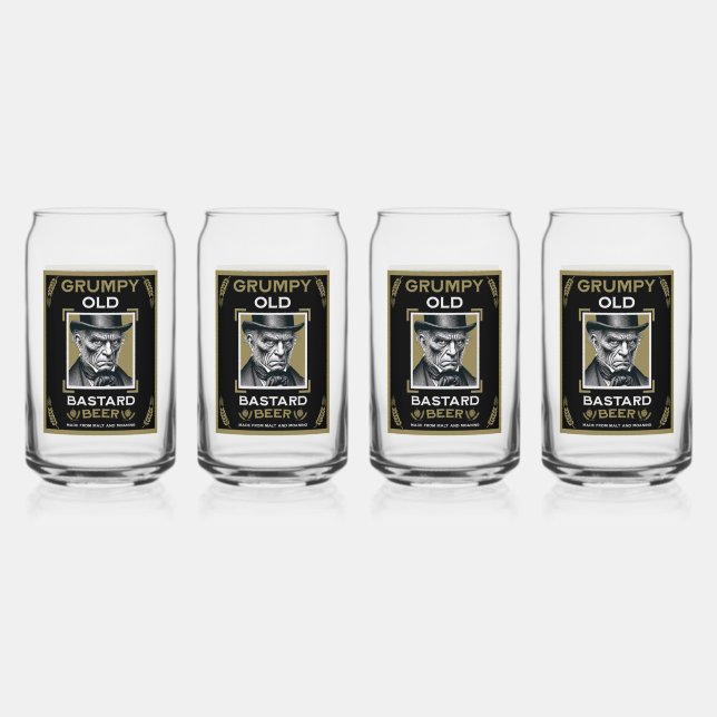 Grumpy Old Bastard Beer Can Glass (Front)