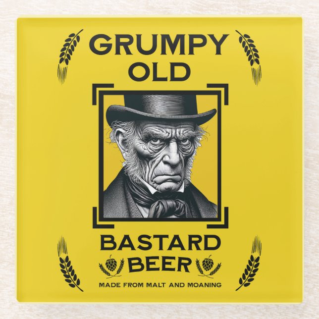 Grumpy Old Bastard Beer Glass Coaster (Front)