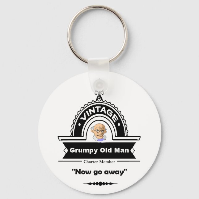 Grumpy Old Man Club Fun "Over the Hill" Birthday Key Ring (Front)