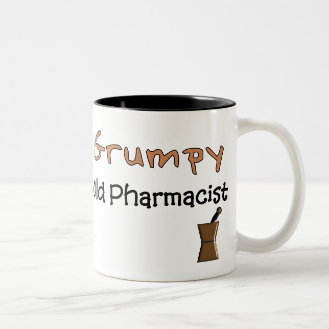 Grumpy Old Pharmacist T-Shirts and Gifts Two-Tone Coffee Mug (Right)