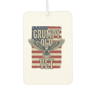 Grumpy Old Vet Patriotic Eagle Flag Shirt Design Car Air Freshener