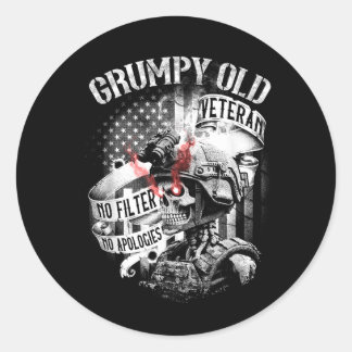 Grumpy Old Veteran Funny Patriotic Military Humour Classic Round Sticker