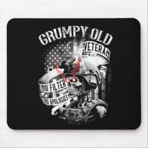 Grumpy Old Veteran Funny Patriotic Military Humour Mouse Pad