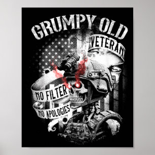 Grumpy Old Veteran Funny Patriotic Military Humour Poster