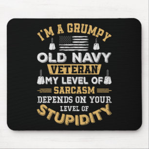 Grumpy Old Veteran Patriotic Funny Military Vetera Mouse Pad