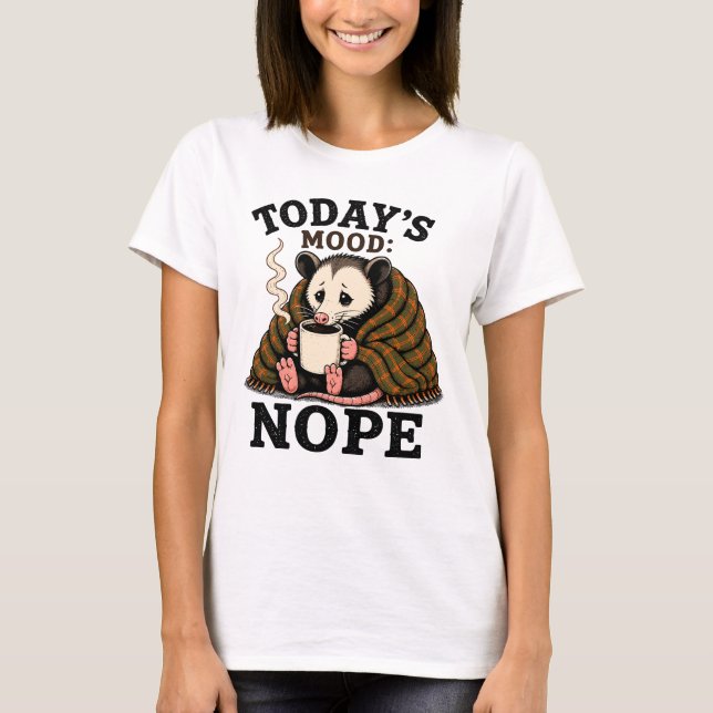 Grumpy Opossum Coffee Funny Morning Design T-Shirt (Front)