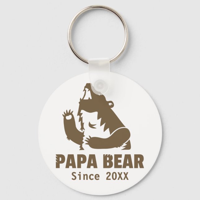 Grumpy Papa Bear Since Year of Fatherhood Key Ring (Front)