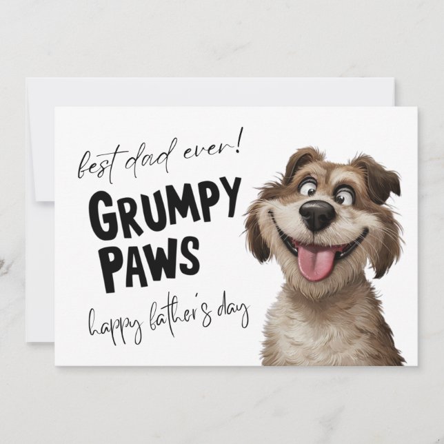 Grumpy Paws Funny Dog Father's Day Card  (Front)