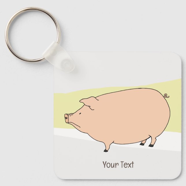 Grumpy Pig Neutral Colours Personalised Keychain (Front)