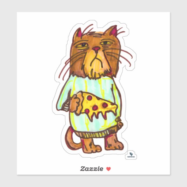 Grumpy Pizza Pet Funny Cat Art Design (Sheet)