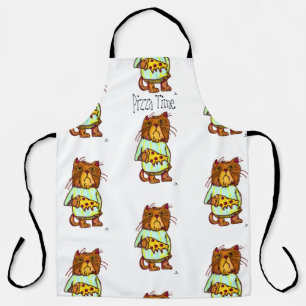 Grumpy Pizza Pet Funny Cat Art Design Apron