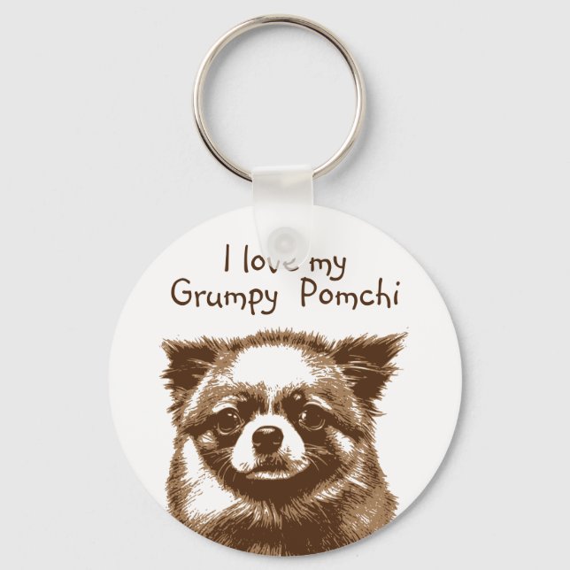 Grumpy Pomchi Key Ring (Front)