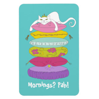 Grumpy princess cat and pea cartoon fridge magnet