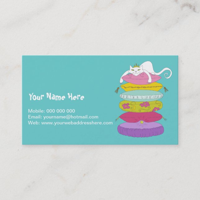 Grumpy princess cat and the pea business cards (Front)