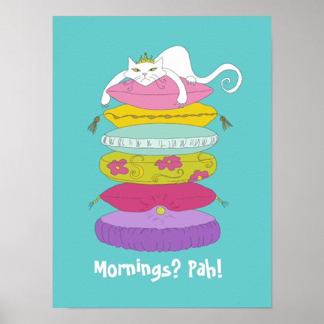 Grumpy princess cat and the pea colourful posters (Front)