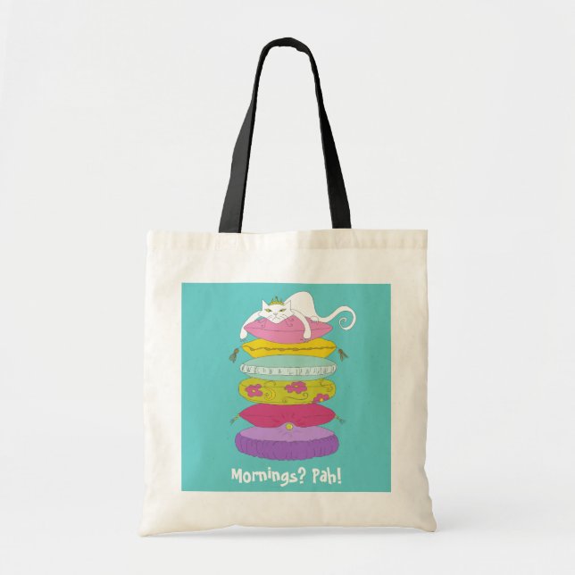 Grumpy princess cat and the pea tote bags (Front)