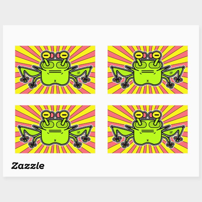 Grumpy psychedelic odd frog toad v4 rectangular sticker (Sheet)