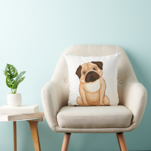 Grumpy Pug Cartoon Cushion