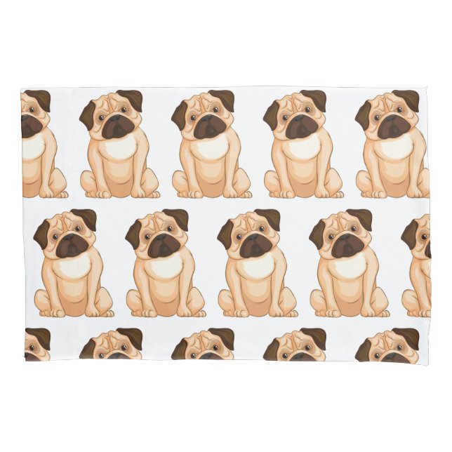 Grumpy Pug Cartoon Pillowcase (Front)
