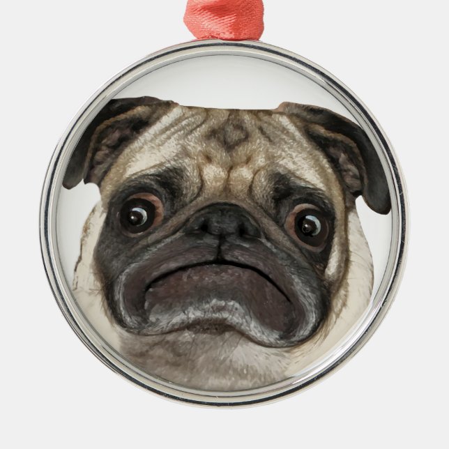 Grumpy Puggy Gifts Metal Tree Decoration (Front)