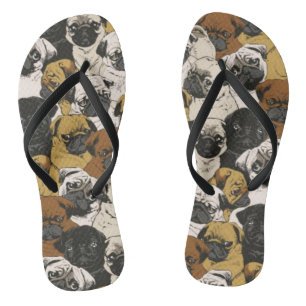 Grumpy Pugs / Funny Cute Pug Dogs Puppies Pattern Thongs