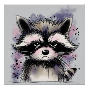Grumpy Raccoon Poster