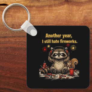 Grumpy Racoon Hate Fireworks Funny 4th of july Key Ring