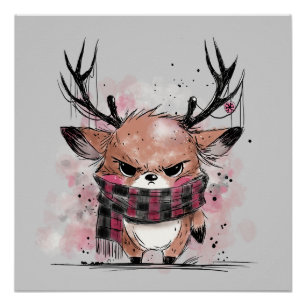 Grumpy Reindeer Poster