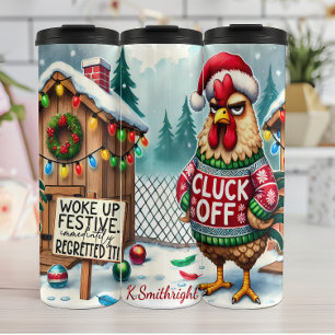 Grumpy Rooster Festive Holiday Humor Thermal Tumbler